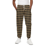 Brown And Black Houndstooth Print Cotton Pants