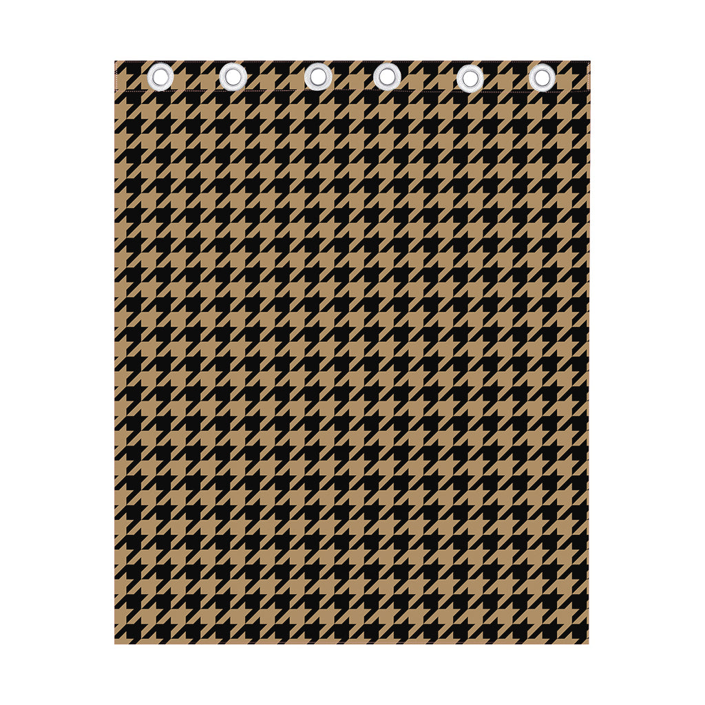 Brown And Black Houndstooth Print Curtain