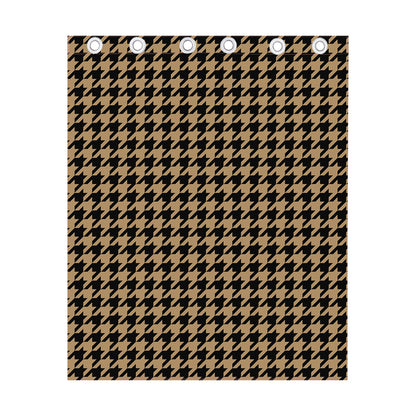 Brown And Black Houndstooth Print Curtain