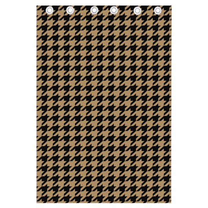 Brown And Black Houndstooth Print Curtain