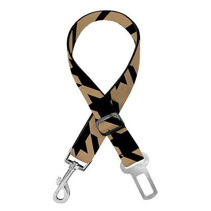 Brown And Black Houndstooth Print Dog Seat Belt