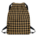 Brown And Black Houndstooth Print Drawstring Backpack