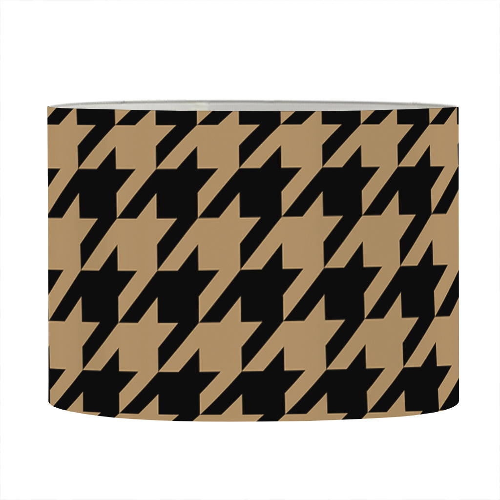 Brown And Black Houndstooth Print Drum Lamp Shade