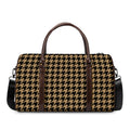 Brown And Black Houndstooth Print Duffel Bag