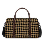 Brown And Black Houndstooth Print Duffle Bag