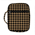 Brown And Black Houndstooth Print Front Pocket Bible Bag