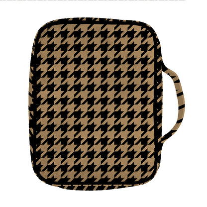 Brown And Black Houndstooth Print Front Pocket Bible Bag