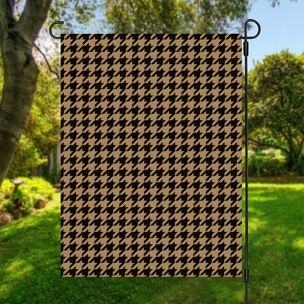 Brown And Black Houndstooth Print Garden Flag