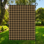 Brown And Black Houndstooth Print Garden Flag