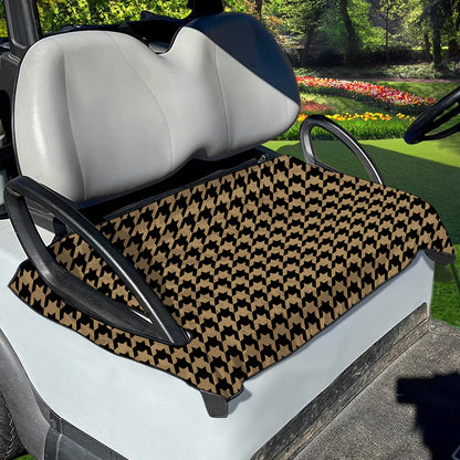 Brown And Black Houndstooth Print Golf Cart Seat Cover