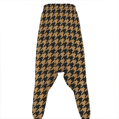 Brown And Black Houndstooth Print Hammer Pants