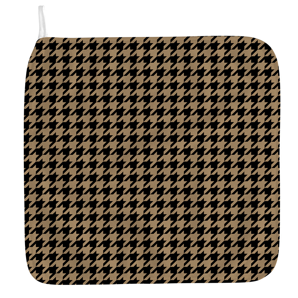 Brown And Black Houndstooth Print Hand Towel
