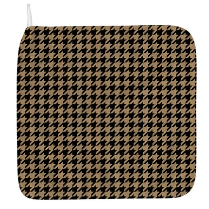 Brown And Black Houndstooth Print Hand Towel