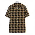 Brown And Black Houndstooth Print Hawaiian Shirt