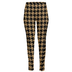 Brown And Black Houndstooth Print High-Waisted Pocket Leggings