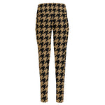 Brown And Black Houndstooth Print High-Waisted Pocket Leggings