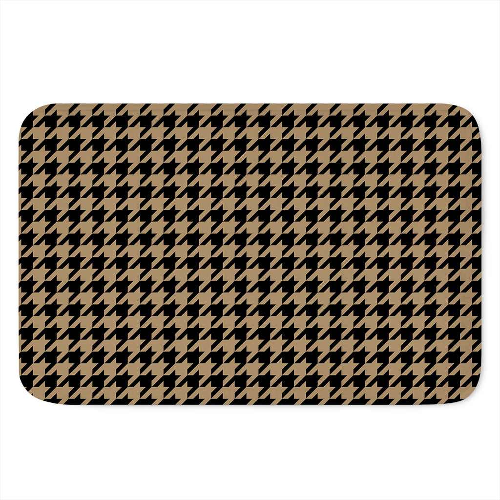 Brown And Black Houndstooth Print Indoor Door Mat