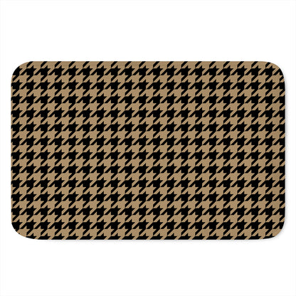 Brown And Black Houndstooth Print Indoor Door Mat