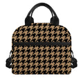 Brown And Black Houndstooth Print Insulated Lunch Bag