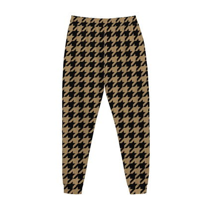 Brown And Black Houndstooth Print Jogger Pants