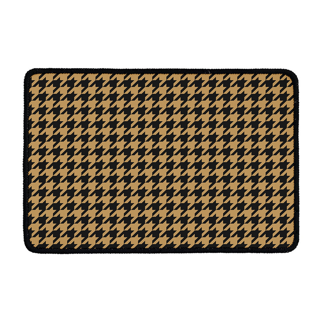 Brown And Black Houndstooth Print Kitchen Mat