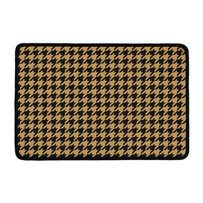 Brown And Black Houndstooth Print Kitchen Mat