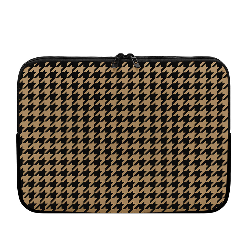 Brown And Black Houndstooth Print Laptop Sleeve