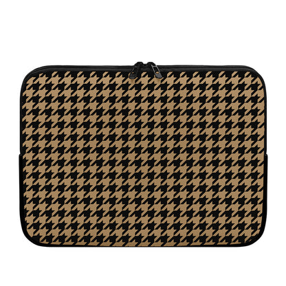 Brown And Black Houndstooth Print Laptop Sleeve