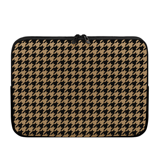 Brown And Black Houndstooth Print Laptop Sleeve