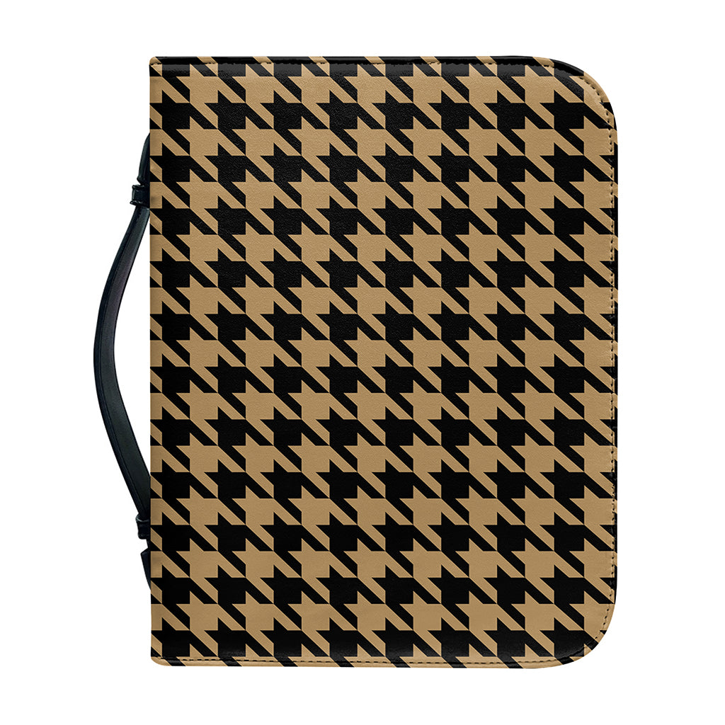 Brown And Black Houndstooth Print Leather Bible Cover