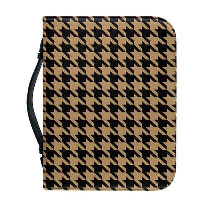 Brown And Black Houndstooth Print Leather Bible Cover
