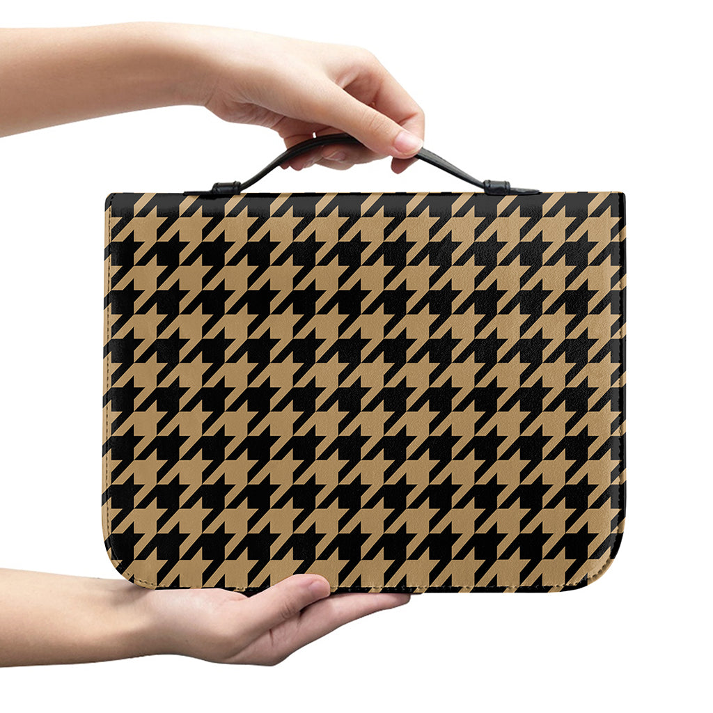 Brown And Black Houndstooth Print Leather Bible Cover