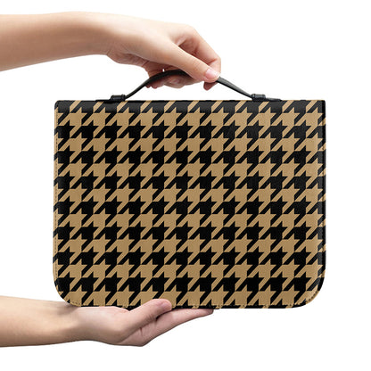Brown And Black Houndstooth Print Leather Bible Cover