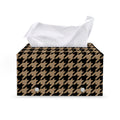 Brown And Black Houndstooth Print Leather Tissue Box Cover