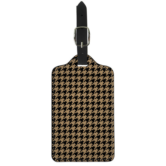 Brown And Black Houndstooth Print Luggage Tag
