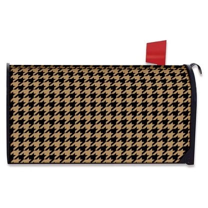 Brown And Black Houndstooth Print Mailbox Cover