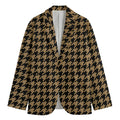 Brown And Black Houndstooth Print Men's Blazer