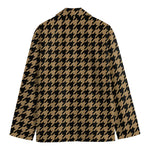 Brown And Black Houndstooth Print Men's Blazer