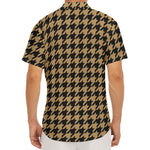 Brown And Black Houndstooth Print Men's Deep V-Neck Shirt