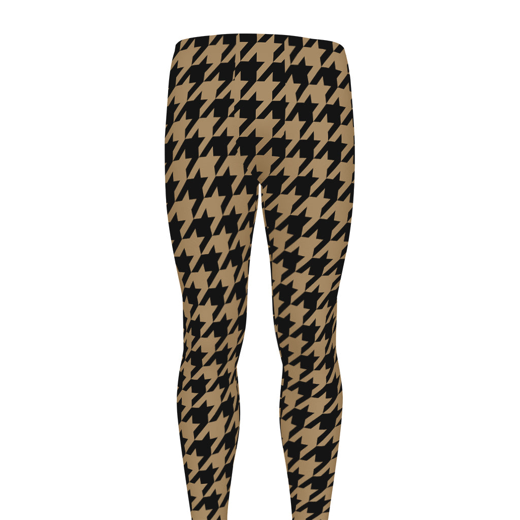 Brown And Black Houndstooth Print Men's leggings