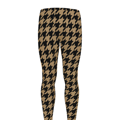 Brown And Black Houndstooth Print Men's leggings