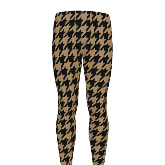 Brown And Black Houndstooth Print Men's leggings