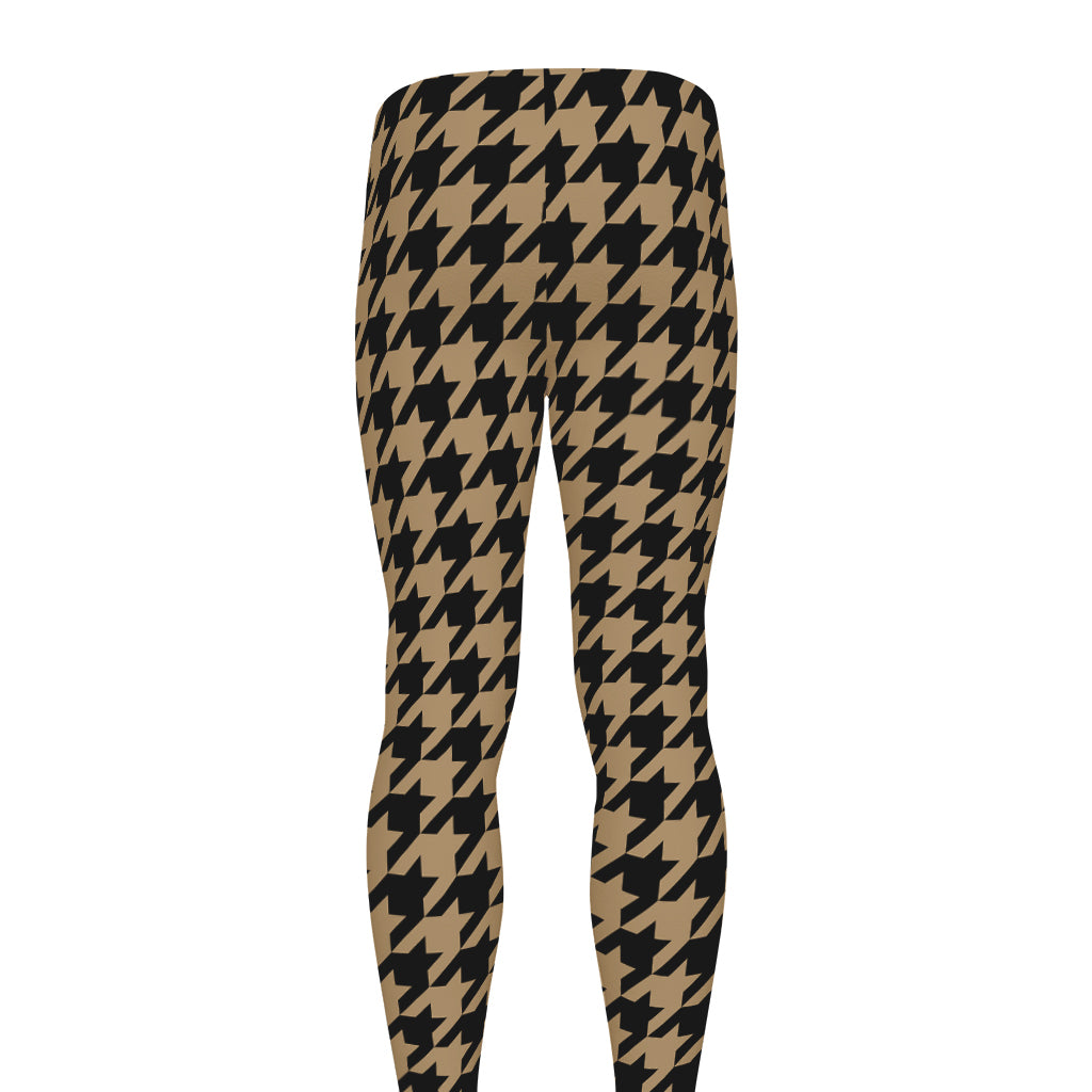 Brown And Black Houndstooth Print Men's leggings
