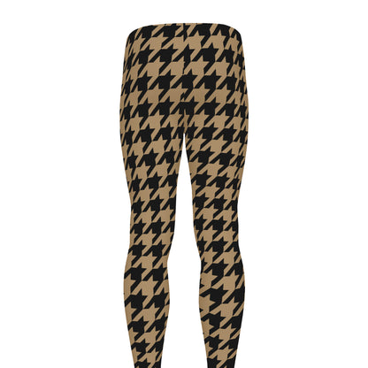 Brown And Black Houndstooth Print Men's leggings