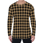 Brown And Black Houndstooth Print Men's Long Sleeve T-Shirt