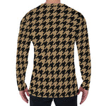 Brown And Black Houndstooth Print Men's Long Sleeve T-Shirt