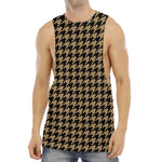 Brown And Black Houndstooth Print Men's Muscle Tank Top