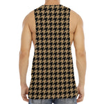 Brown And Black Houndstooth Print Men's Muscle Tank Top
