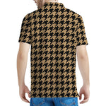 Brown And Black Houndstooth Print Men's Polo Shirt
