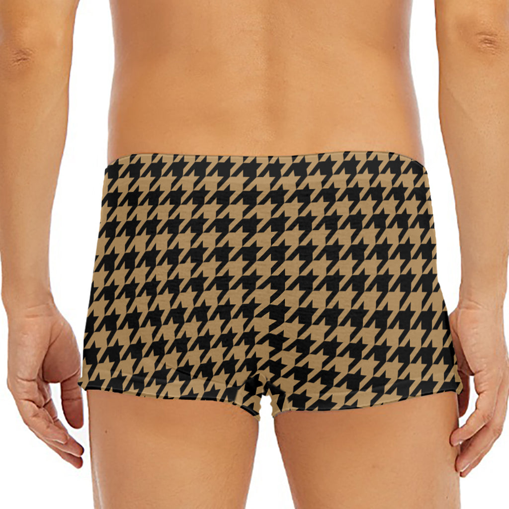 Brown And Black Houndstooth Print Men's Short Boxer Briefs